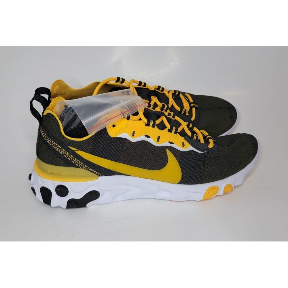 Nike React Element 55 Steelers Shoes Black Sneakers Sz Men's 9.5 CK4893-001 11W